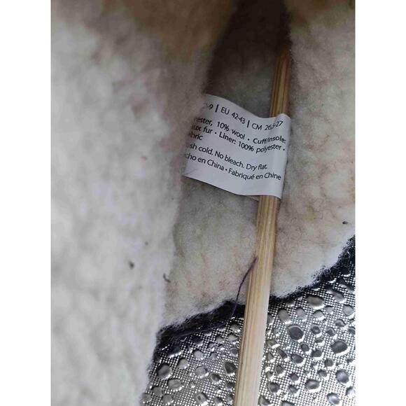 Men's Dearfoams Black And Cream Plaid Faux Fur Trim Size Medium (9-10) Slippers - Picture 3 of 7